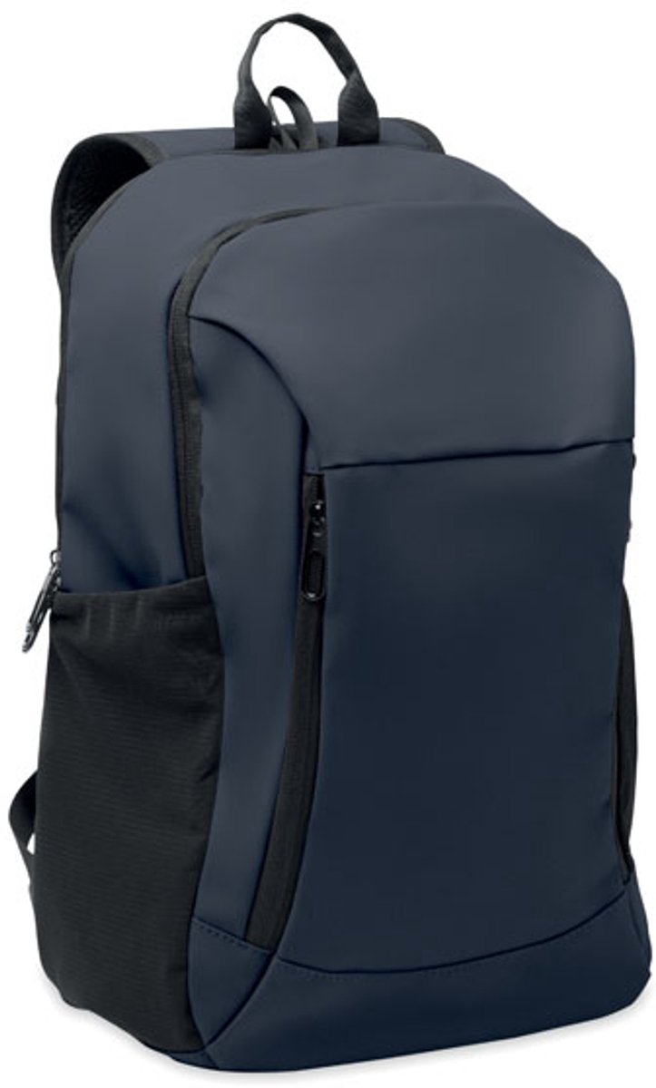 15 inch laptoprugzak van zacht PU met gewatteerde achterkant en verborgen hoofdvak met rits Marine Blauw