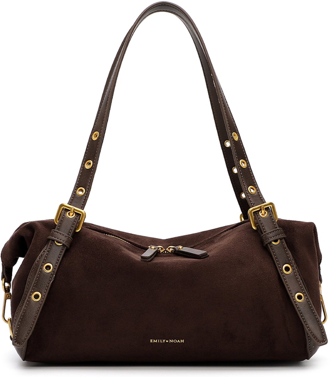 Emily & Noah Laren Medium Schoudertas Dames - Imitatiesuede - Bruin