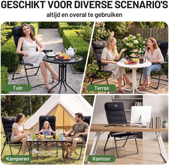 TIMBER RIDGE Campingstoel 2-stuks - 7-voudig verstelbaar, belastbaar tot 150 kg, met gepolsterde hoofdsteun - stabiel van Timber Ridge — afbeelding 5