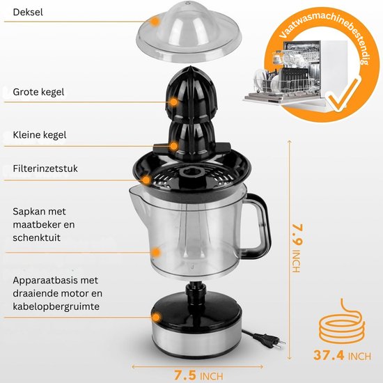Zavio® Sinaasappelpers - Citruspers Elektrisch - Fruitpers van Zavio — afbeelding 3