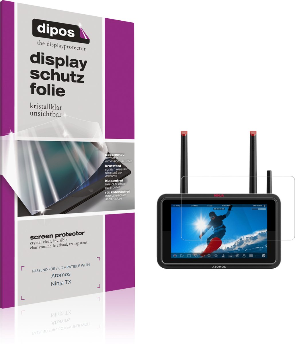 dipos – 2x Beschermfolie geschikt voor Atomos Ninja TX | Krasbestendige & heldere Screenprotector Ultra-Thin