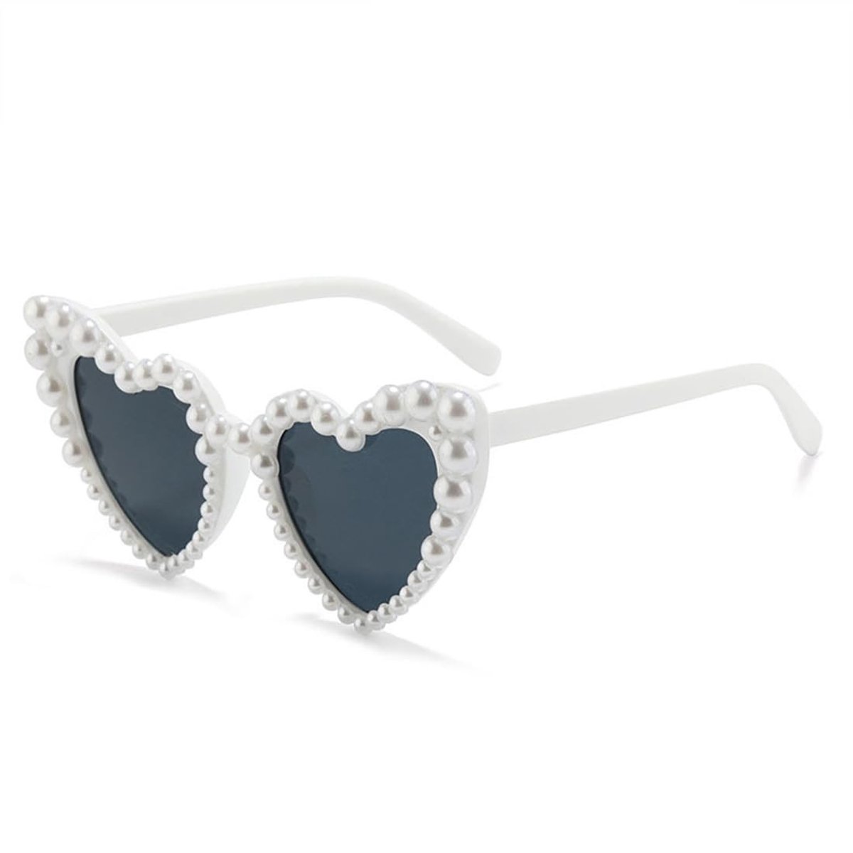 Solidchoice - Hartvormige Zonnebril met Parels voor Dames