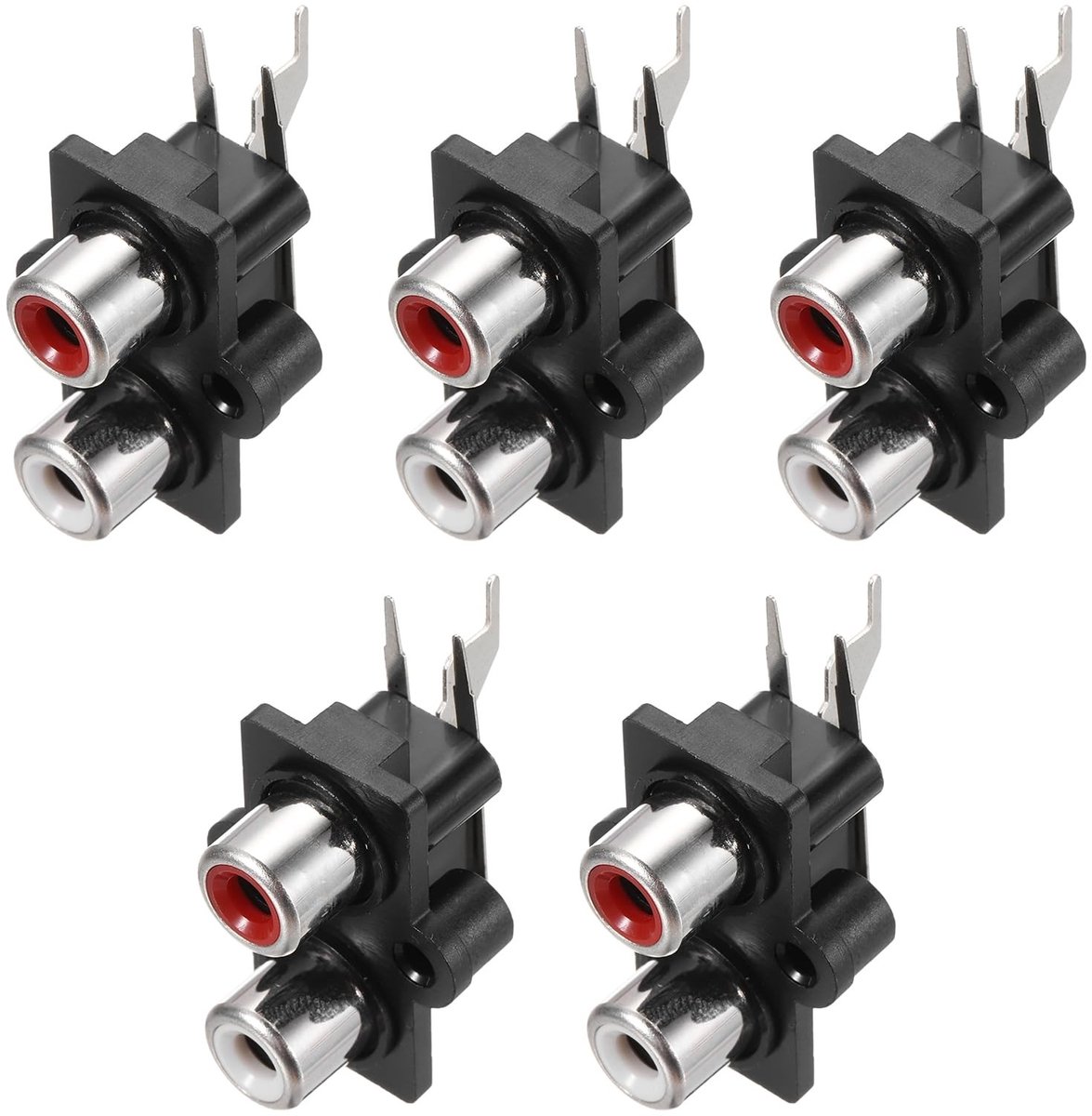 Solidchoice - 5 Stuks PCB Panel Mount AV Stopcontact met 2 RCA Aansluitingen