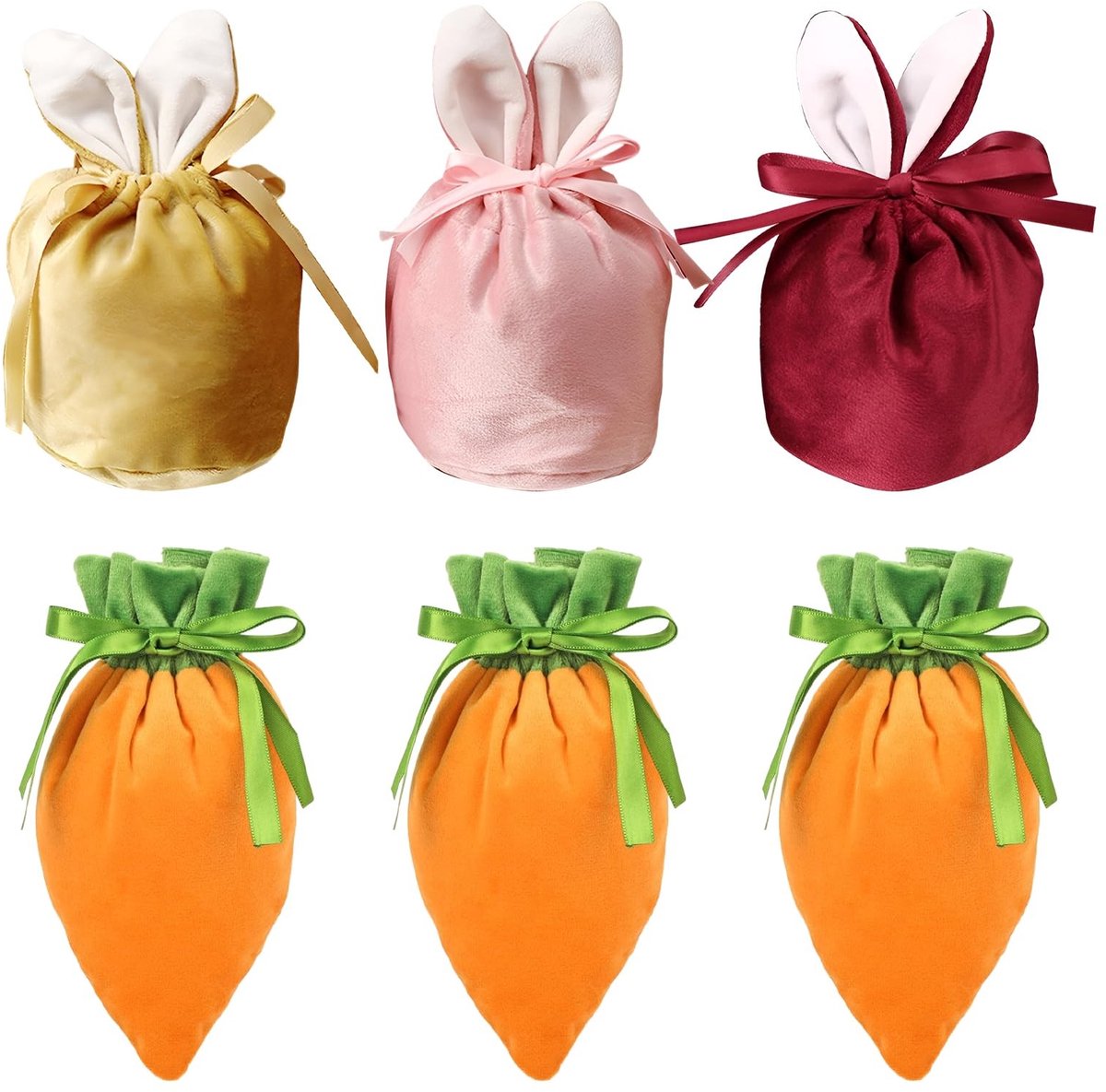 Solidchoice - 6 Stuks Pasen Cadeautassen Set met Konijnen en Wortels