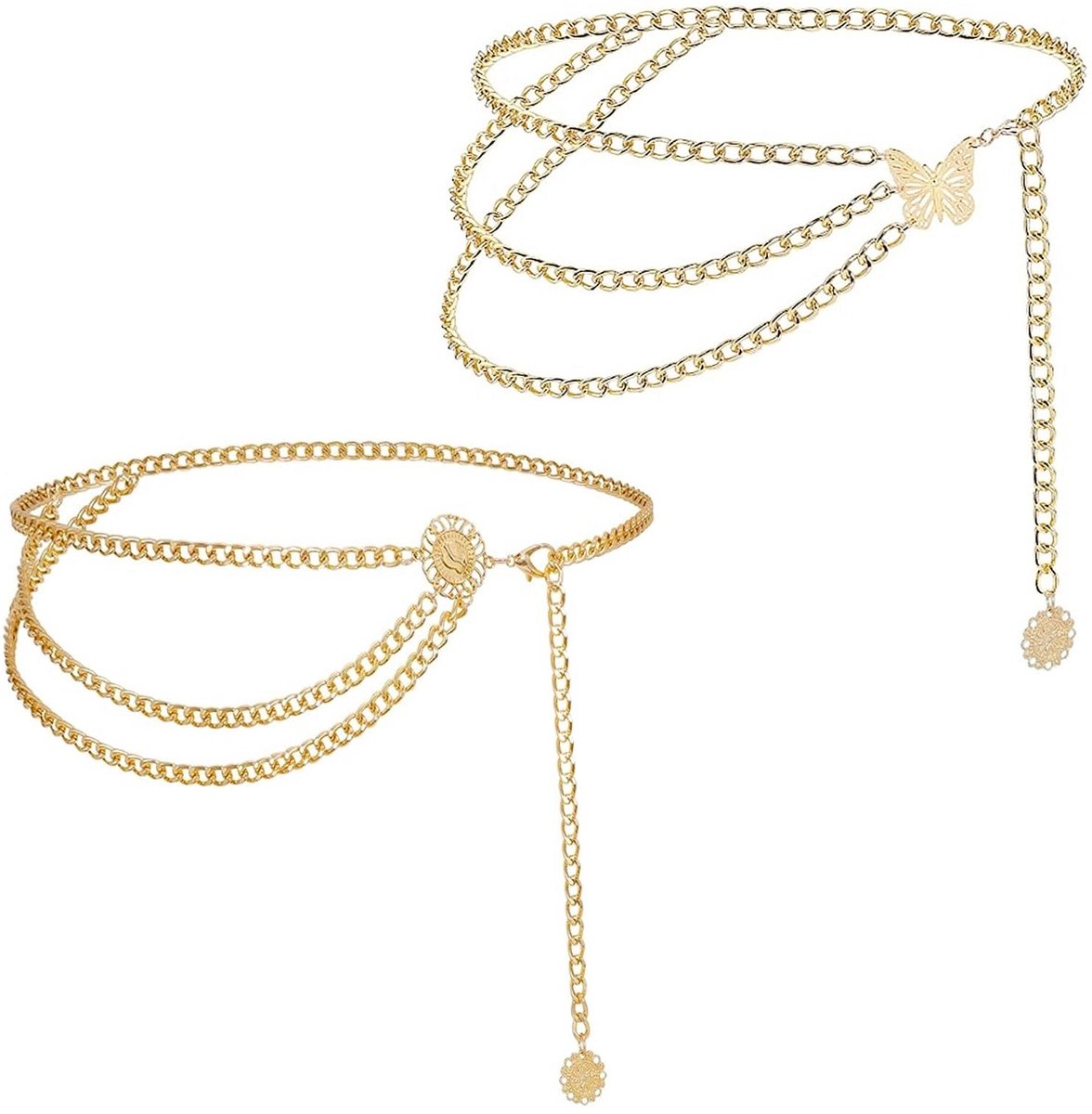 Solidchoice - Dames Riem van Staal met Gouden Ketting
