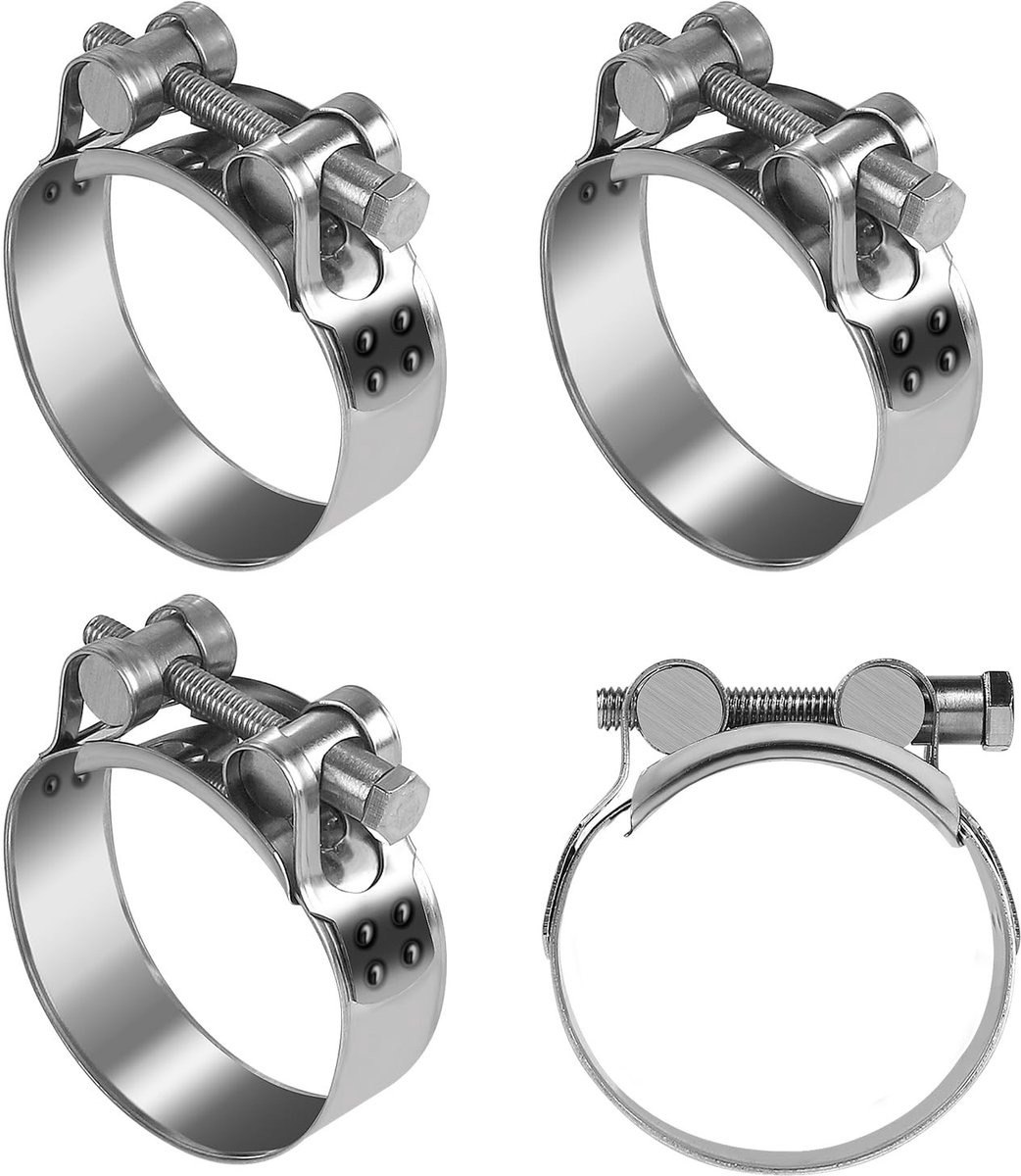 Solidchoice - RVS Huls Klemmen Set van 4 voor Motorrpijpen, 52-55mm