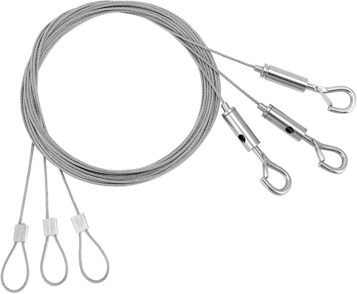 Solidchoice - 3 Stuks Verstelbare Stalen Kabel met Locking Haken