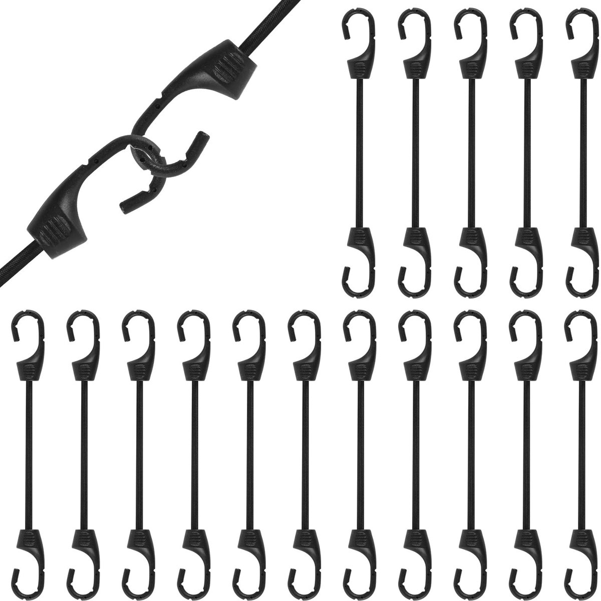 16 Stuks Spanrubber met Haken - Elastische Banden voor Dekzeil en Camping