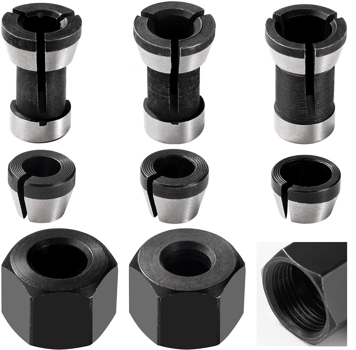 Solidchoice - Set van 6 Frees Collet Adapters voor Houtbewerking
