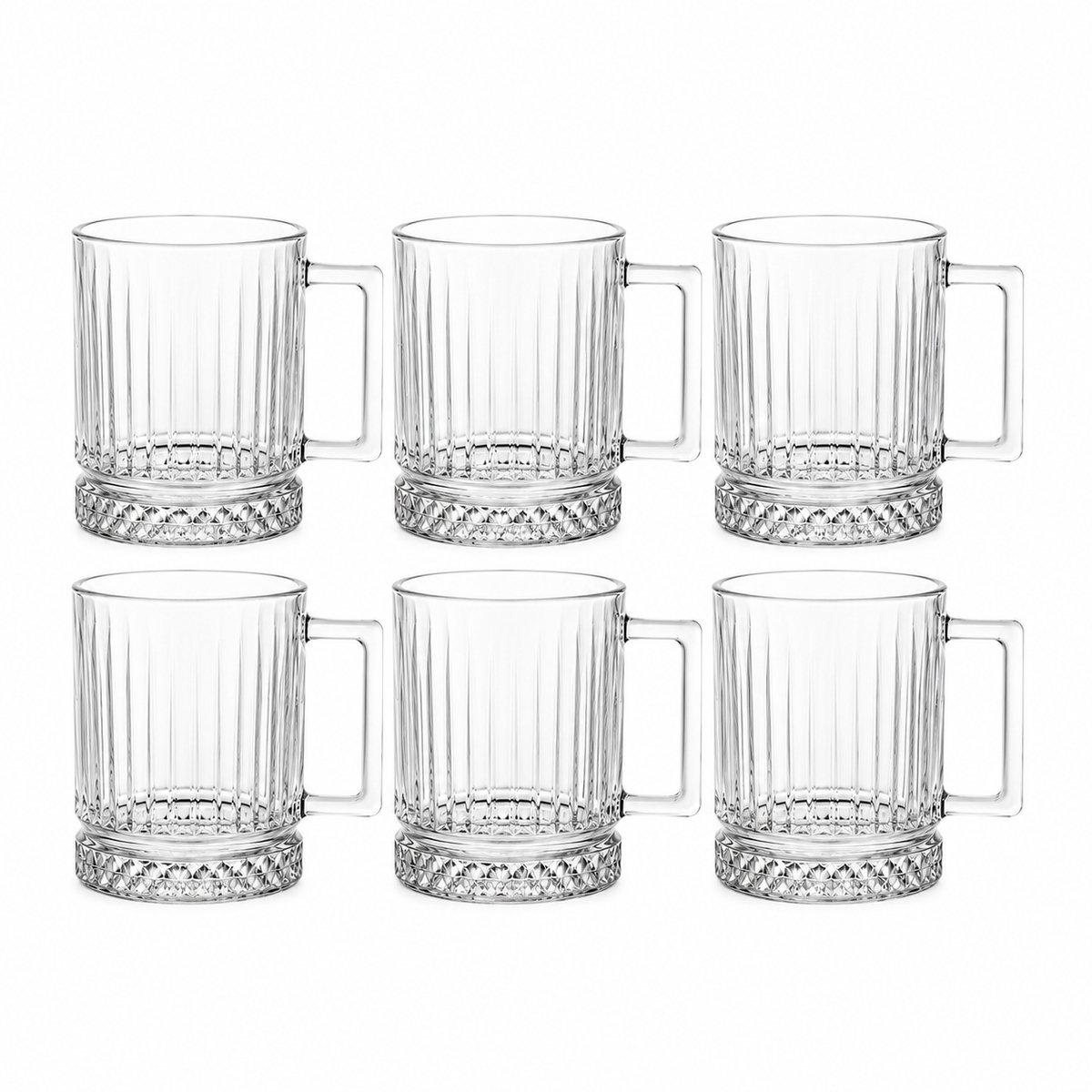 Majestix Theeglazen Set - 210ml - Set van 6 - Theeglazen met Oor / Handvat - Theeglas - Theekopjes - Koffieglazen