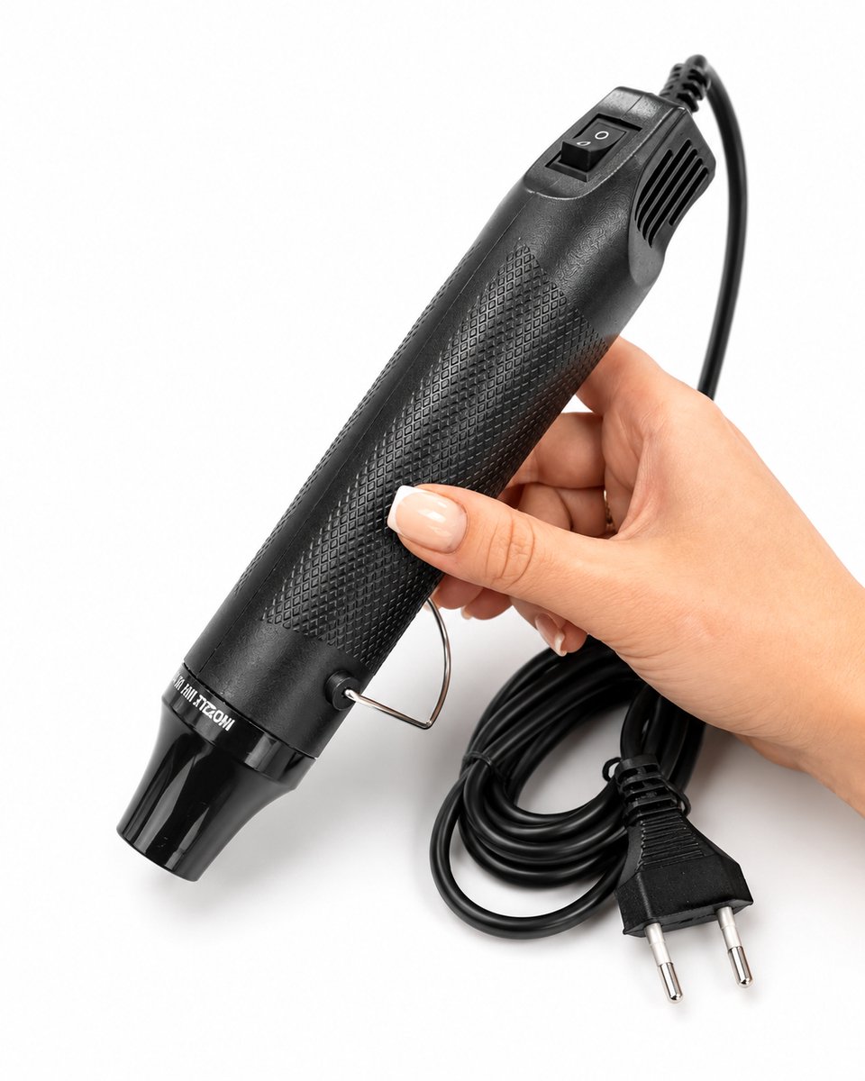 ZoeZo Mini Heteluchtpistool 300W - Hittepistool - Warmtepistool - Snel tot 200 °C - DIY Hobbyprojecten - Ergonomisch en Compact - 220V - Zwart
