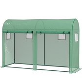 300 x 100 x 200 cm Foliekas met Deur en Vensters, Kweekkas voor Tuin, Tomatenkas voor Groenten Bloemen en Planten, Tuinserre met Roldeur, Balkon Kweekkas met Stalen Frame, Plantenkas voor Buiten, Moestuin Kas, Groen