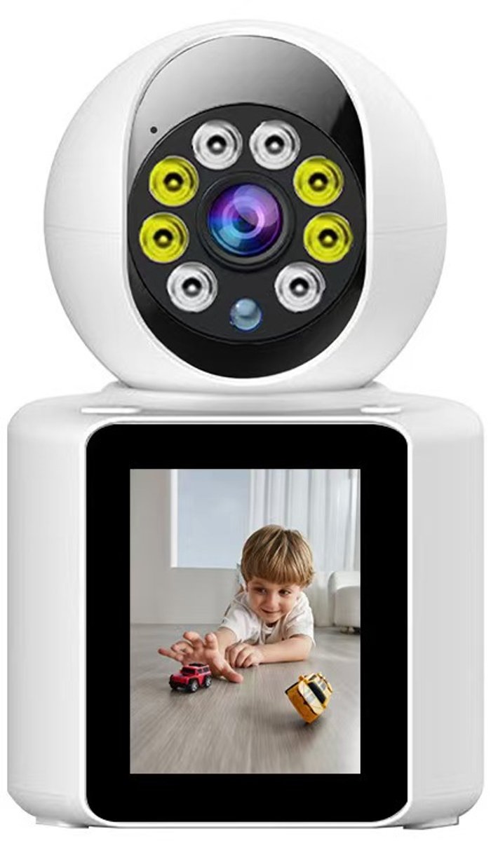 Binnen Bewakingscamera – 1080P Tweewegs Videogesprekken – Camera voor Katten en Honden – 120° Kijkhoek – 2,8 inch Scherm met Bewegingsdetectie-Alarm