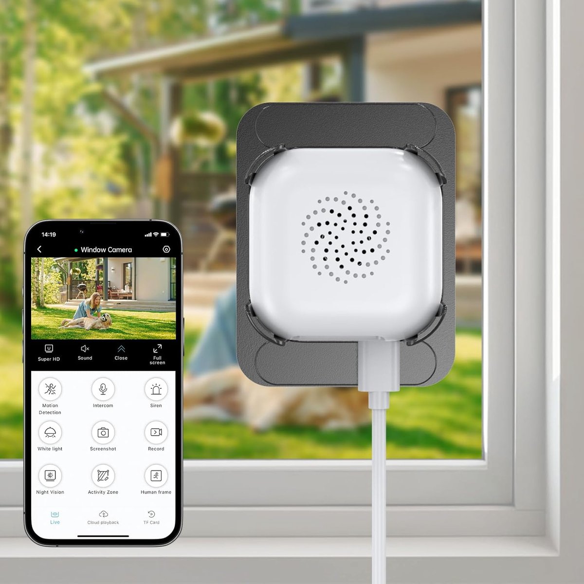 Draadloze Binnen Camera 3MP 2K, Dubbele Band WiFi, Bewaking voor Raam, Kleuren Nachtzicht met AI, Bewegingsdetectie, 24/7 Opname, Snelle Installatie