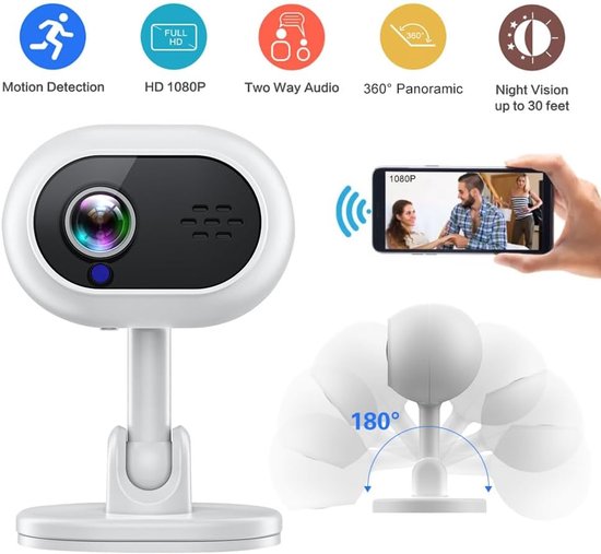 Plug-in Slimme Binnen Beveiligingscamera - WiFi Slimme Camera - Babyfoon - HD Video Dag en Nacht 1080p - Bewegingsdetectie - Tweewegs Audio — afbeelding 3