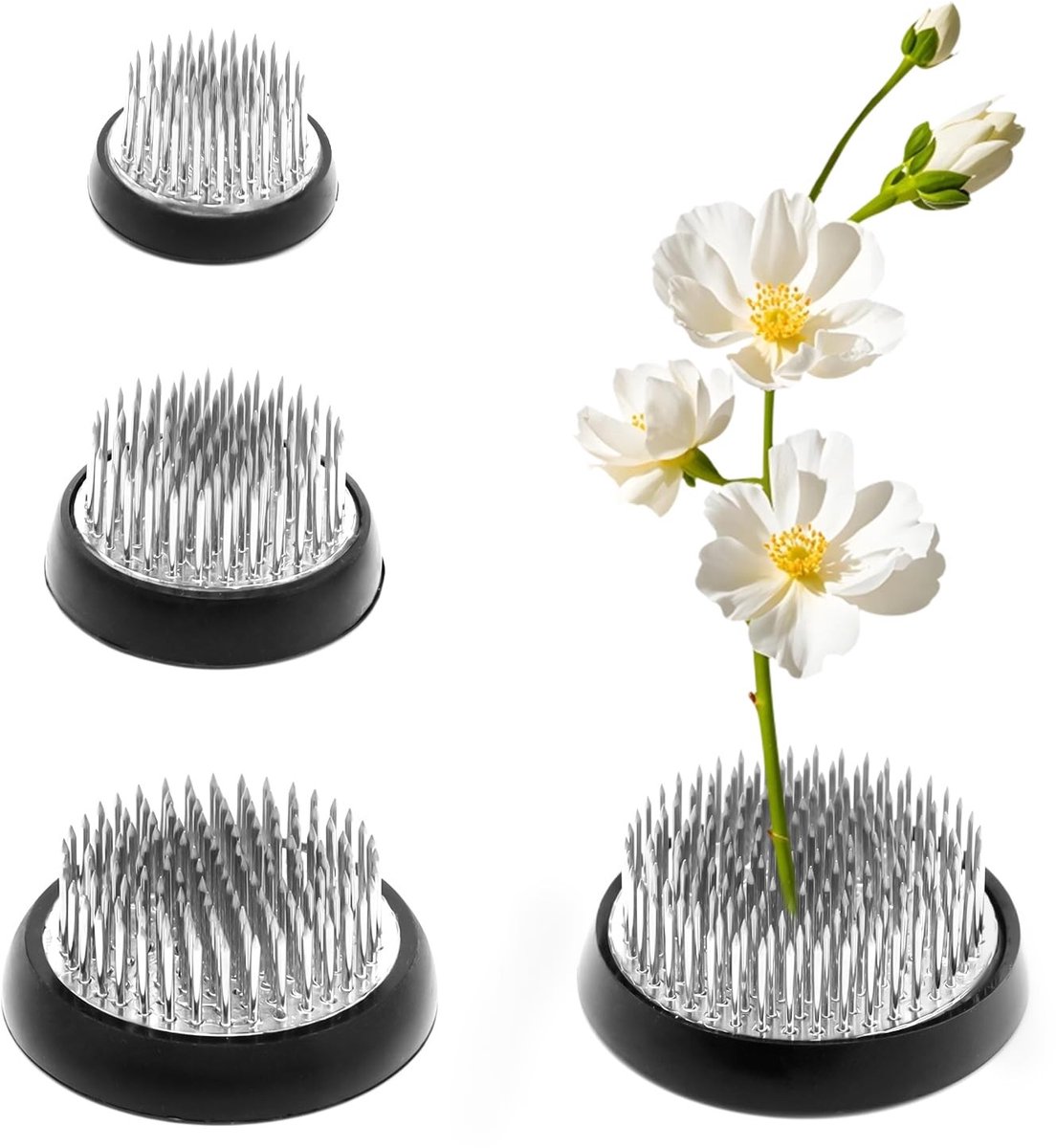 Solidchoice - Set van 4 Roestvrijstalen Bloemenegels voor Thuis en Kantoor