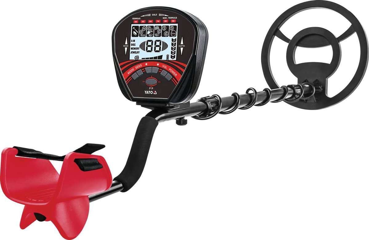 YATO YT-73170 Geavanceerde Metaaldetector - Met 25 cm Zoekspoel & Verlicht LCD Scherm - Detectiediepte tot 22 cm - Pinpoint Functie - 4 Zoekmodi