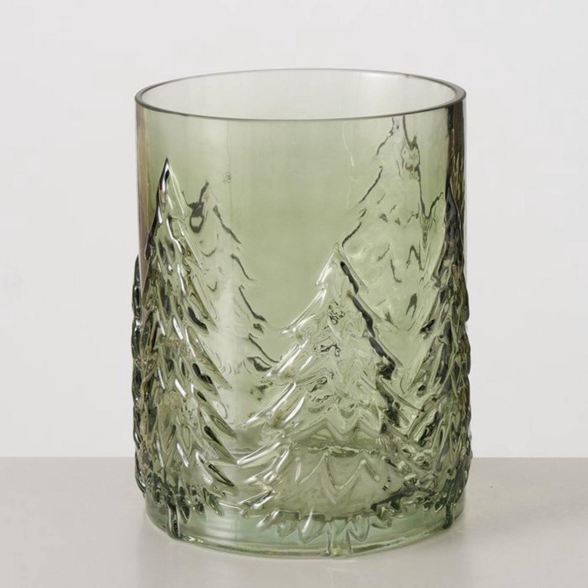 Boltze - Windlicht - Glas - Groen - Tanny - 16x13cm - Winter - Kerst