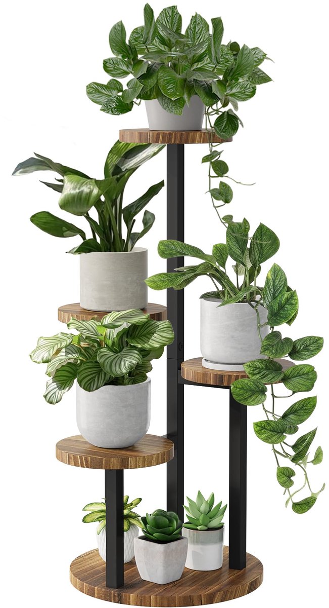 Bamworld Hoek Plantenstandaard van Hout - 4 Laags Plantenrek voor Binnen & Buiten - Compacte Bloemenhouder met Meerdere Niveaus voor Kamerplanten, Bloempotten & Tuinieren - Plantenrek voor Raam, Balkon, Woonkamer, Patio & Tuin