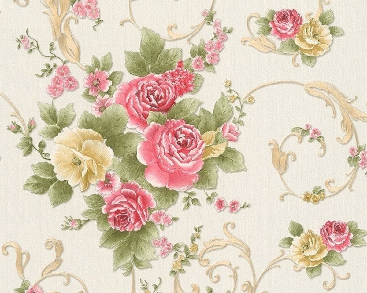 Bloemen Behang Romantica metalic aziatisch 306473