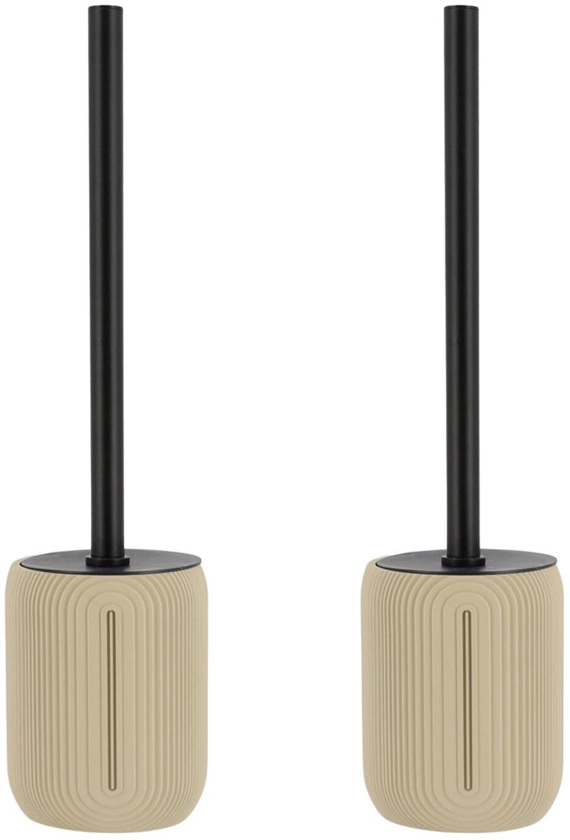Tendance toiletborstel Provence - 2x - beige - H40 x D10 cm - polyresin - wc borstel