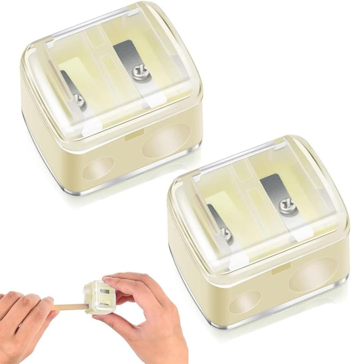 Universele puntenslijper –4 stuks – 3,5 x 2,8 x 2,5 cm – puntenslijper voor wenkbrauwpotloden – puntenslijper voor eyelinerpotloden – draagbare puntenslijper / reisslijper – multifunctionele puntenslijper – puntenslijper voor cosmetische potloden