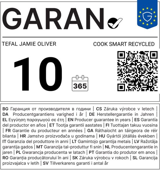 Jamie Oliver by Tefal Cook Smart Koekenpan 28 cm, roestvrij staal. Tekst: GARAN, 10, 365.