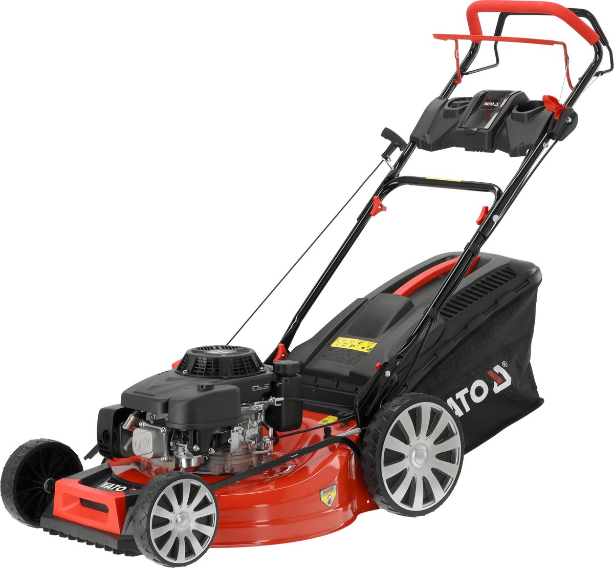 Benzine Grasmaaier Zelfrijdend - 224 cc Loncin Motor (4.5 kW / 6.1 PK) - Maaibreedte 56 cm - 4-in-1 Functie met Mulching - 62L Opvangzak