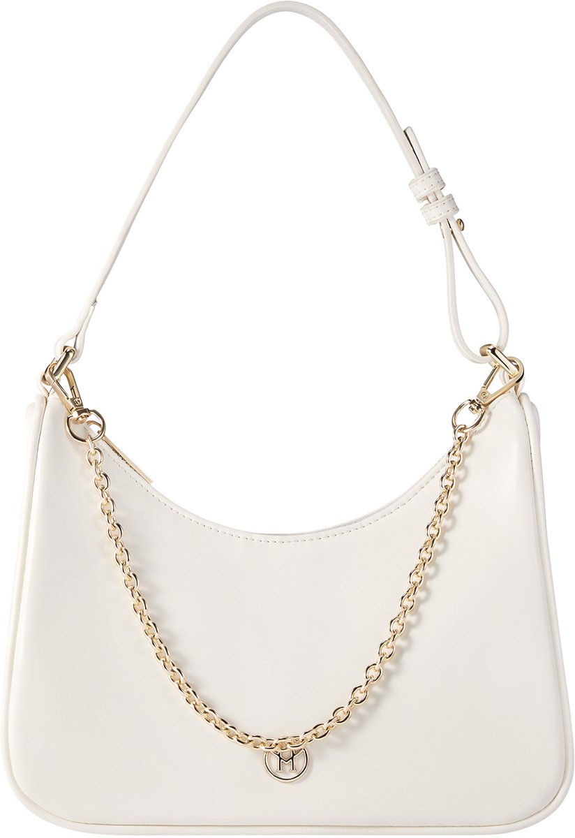 Victoria Hyde "Nymans Garden" - Medium Schoudertas Dames - Imitatieleer - Dames Tas met Korte Schouderband- Handtas - Damestas - Zomer - Verfraaid met een Metalen Ketting - Handtassen -Stijlvol en Functioneel - Beige