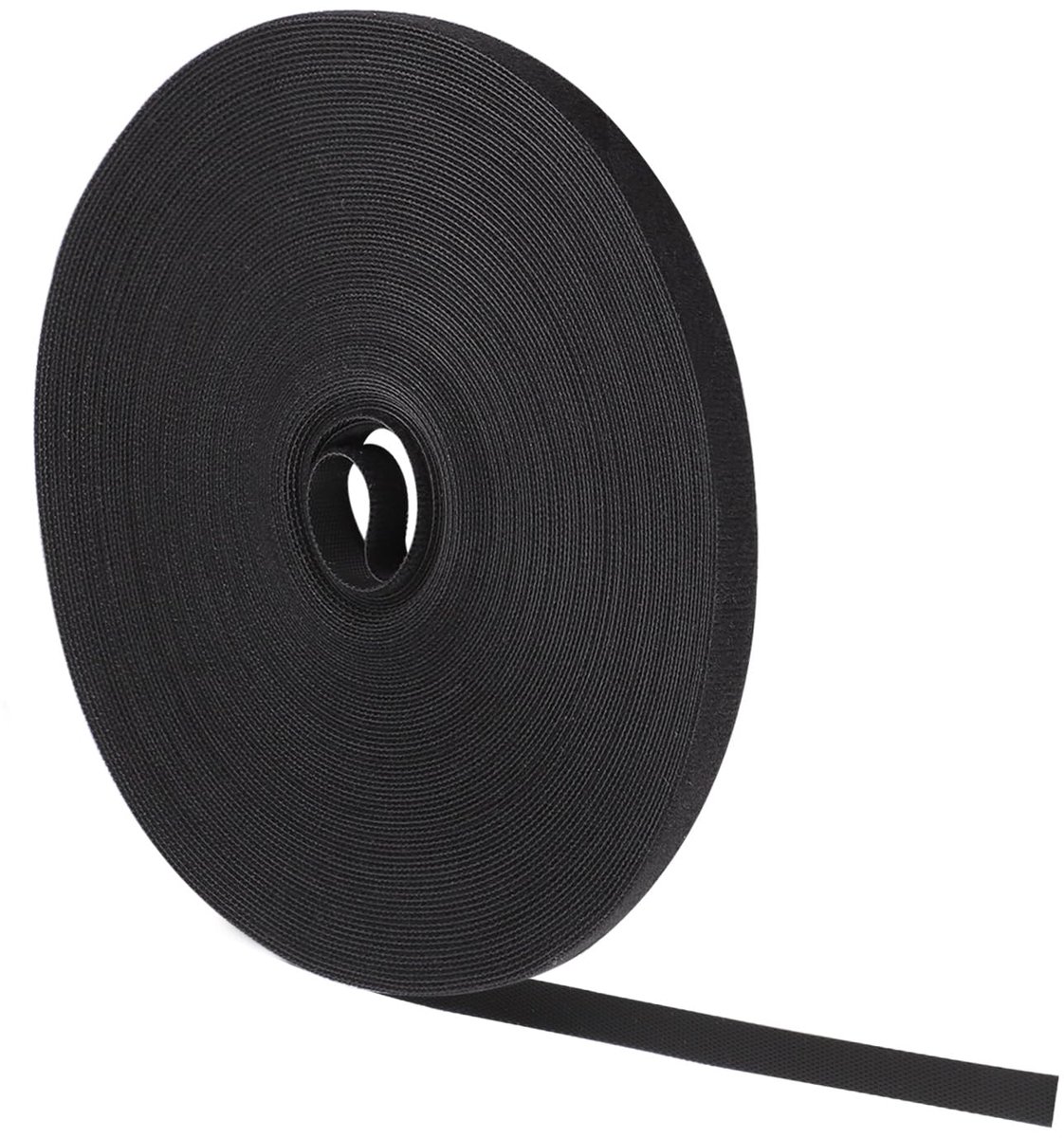 25 Meter Herbruikbare Kabelbinder 10 mm - Kabelmanagement Band voor Kabelorganisatie - Verstelbare en Opnieuw Sluitbare Kabelriem - Kabel Organizer voor Kantoor, Werkplaats, Garage & Huishouden - Zwart