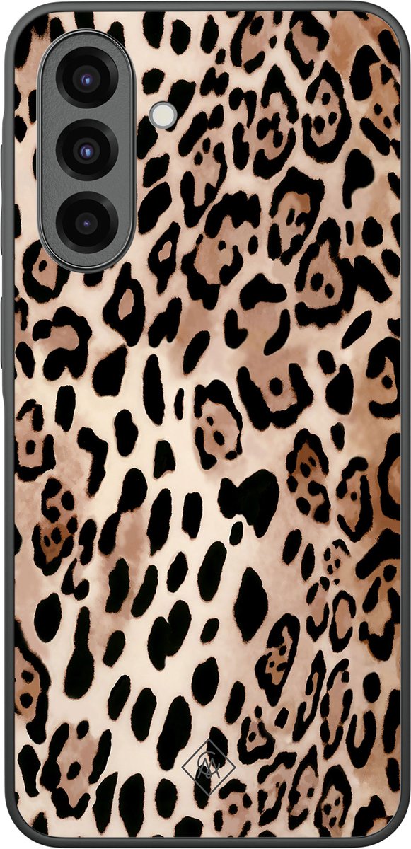 Casimoda® hoesje - Geschikt voor Samsung Galaxy A37 - Luipaard print bruin - Zwart TPU Backcover - Luipaardprint - Zwart