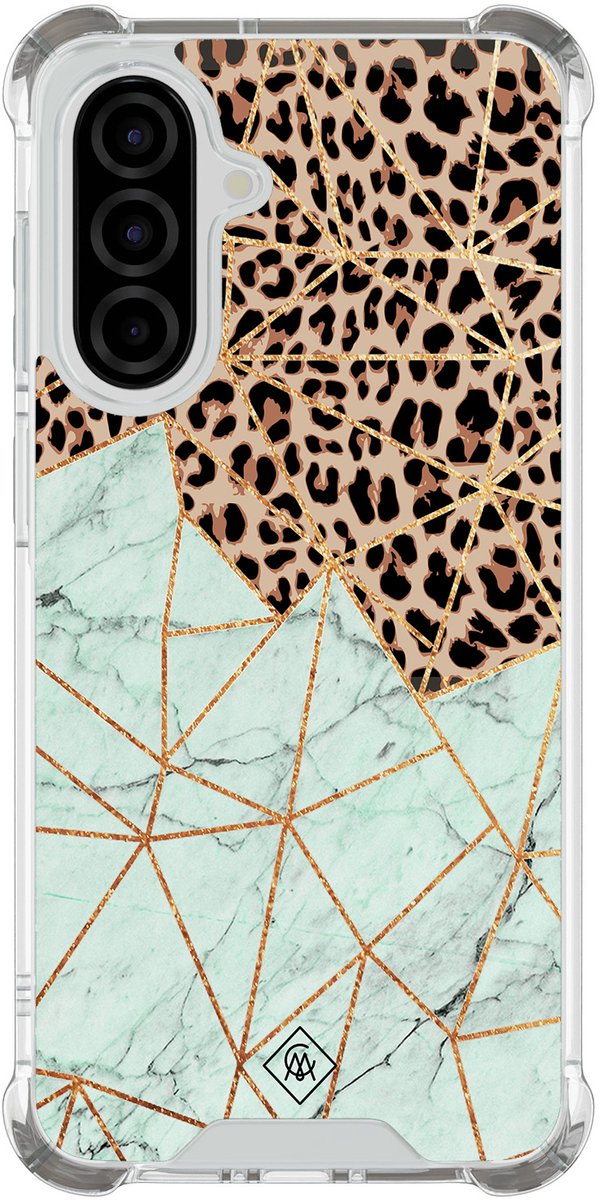 Casimoda® hoesje - Geschikt voor Samsung Galaxy A37 - Luipaard Marmer Mint - Shockproof case - Extra sterk - TPU/polycarbonaat - Multi, Transparant