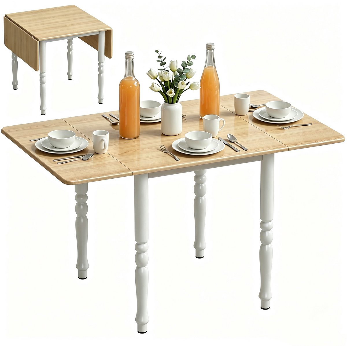Sogiol® Inklapbare Eettafel voor 2 tot 6 Personen - Ruimtebesparende Vouwtafel met Houteffect - Natuurlijke Afwerking - 134 x 80 x 75 cm