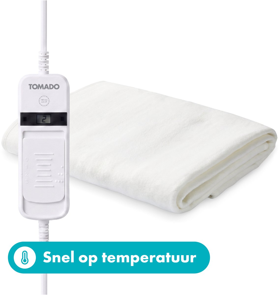 Tomado TEB1510W - Elektrische deken 1 persoons - 150 x 80 cm - Warmtedeken - Onderdeken - 3 standen