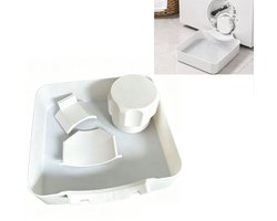 Wasmachine lekbak - Lekvrije lekbak - Lekbak met gebogen rand - afvoerbak - Onderhoudsaccessoires voor wasmachines - Inclusief lekbak, moer en deflector - 17,5 x 17,5 x 4 cm - Geschikt voor kelders, woningen en campers - Wit