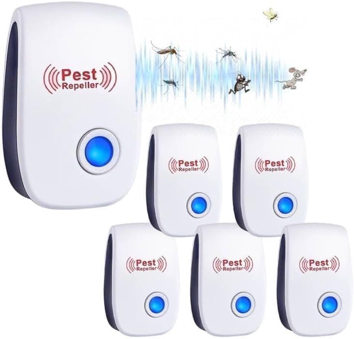 Ultrasone verjagers - Rattenverjager - Elektronische muggenverjager-voor in huis - bescherming tegen insecten-6 stuks