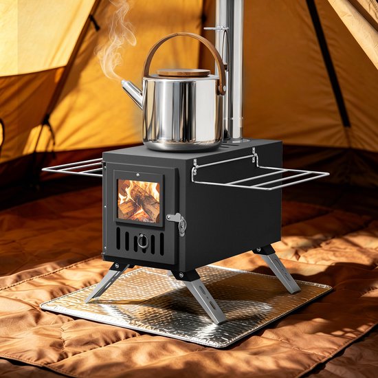 unho Tentkachel op hout - Outdoor tent verwarming - Kampeer kachel hout- Inklapbare poten - 218 cm rookkanaal — afbeelding 5