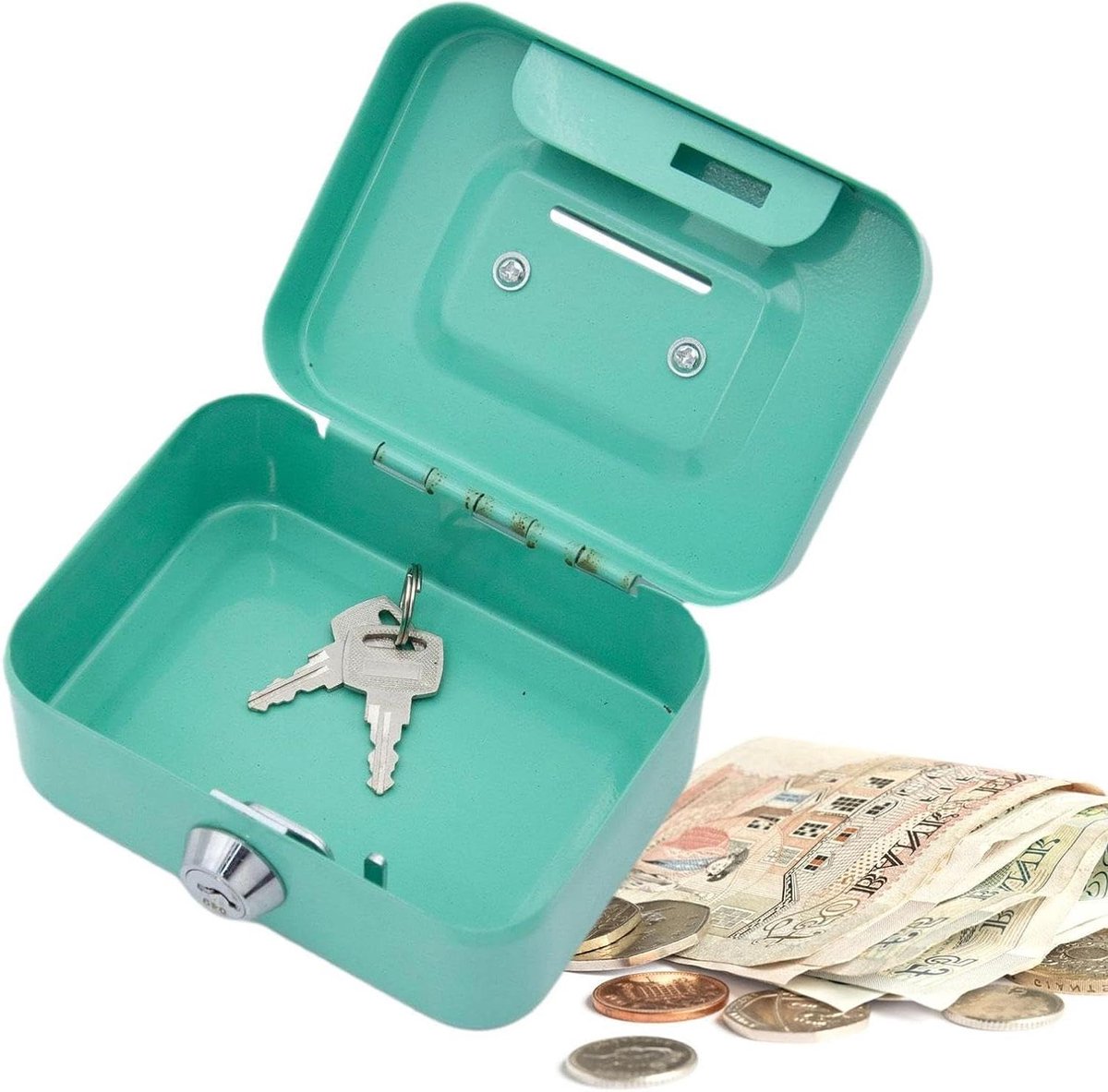 Kleine Geldkluis - Mini Safe Box - Veilig Geld Bewaren - Met Sleutelvergrendeling - 11.5 x 8.5 x 5.8 cm