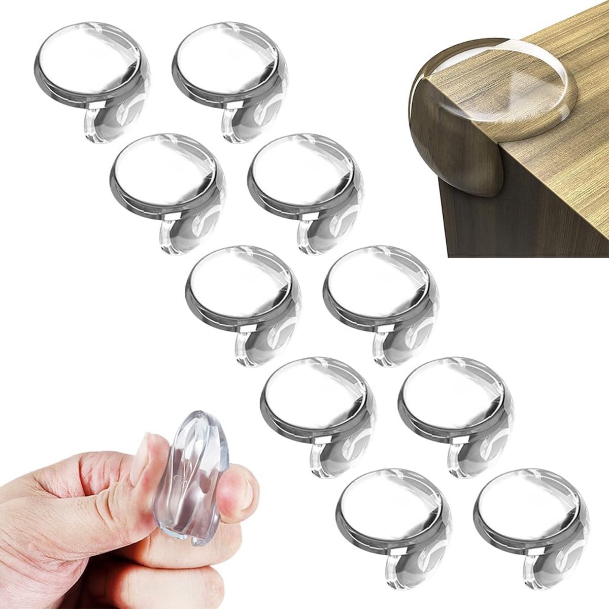 Hoekbeschermers - Tafelhoek Beschermers - Babyveilige Bumper Guards - 3x3x3 cm - Transparant - 10 stuks - Rond
