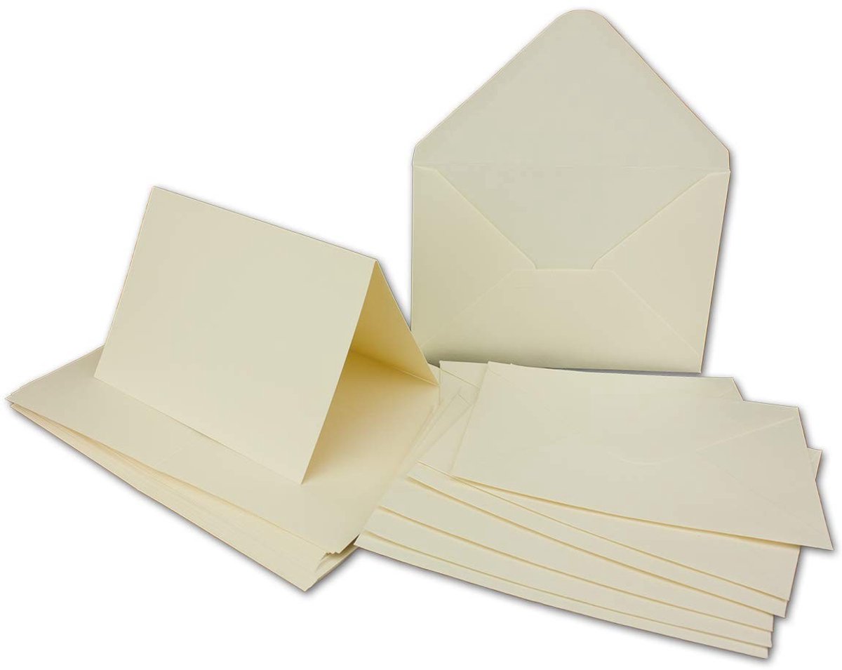 Solidchoice - Set van 100 Dubbele Kaarten met Enveloppen - Crème-Wit A6/C6