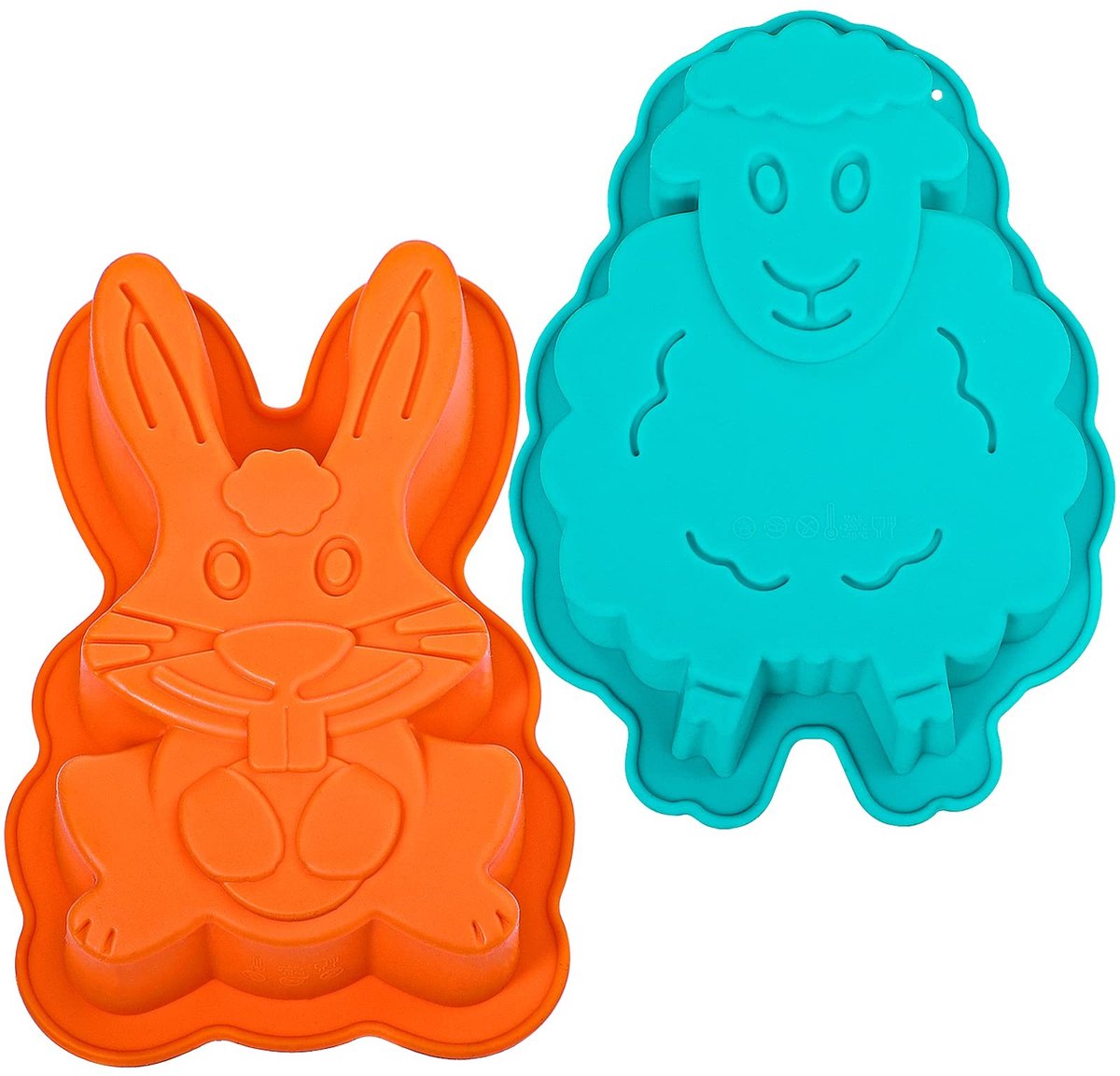 SnelShoppen - Set van 2 Pasen Silicone Mallen voor Eieren en Lammetje - Herbruikbare Bakvormen voor Taarten en Gebak - Mallen voor Feestdagen en Bakpl