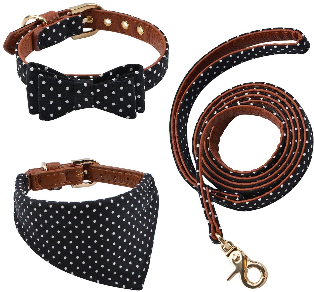 Solidchoice - Hond Halsband met Leash en Bandana, Set van 3