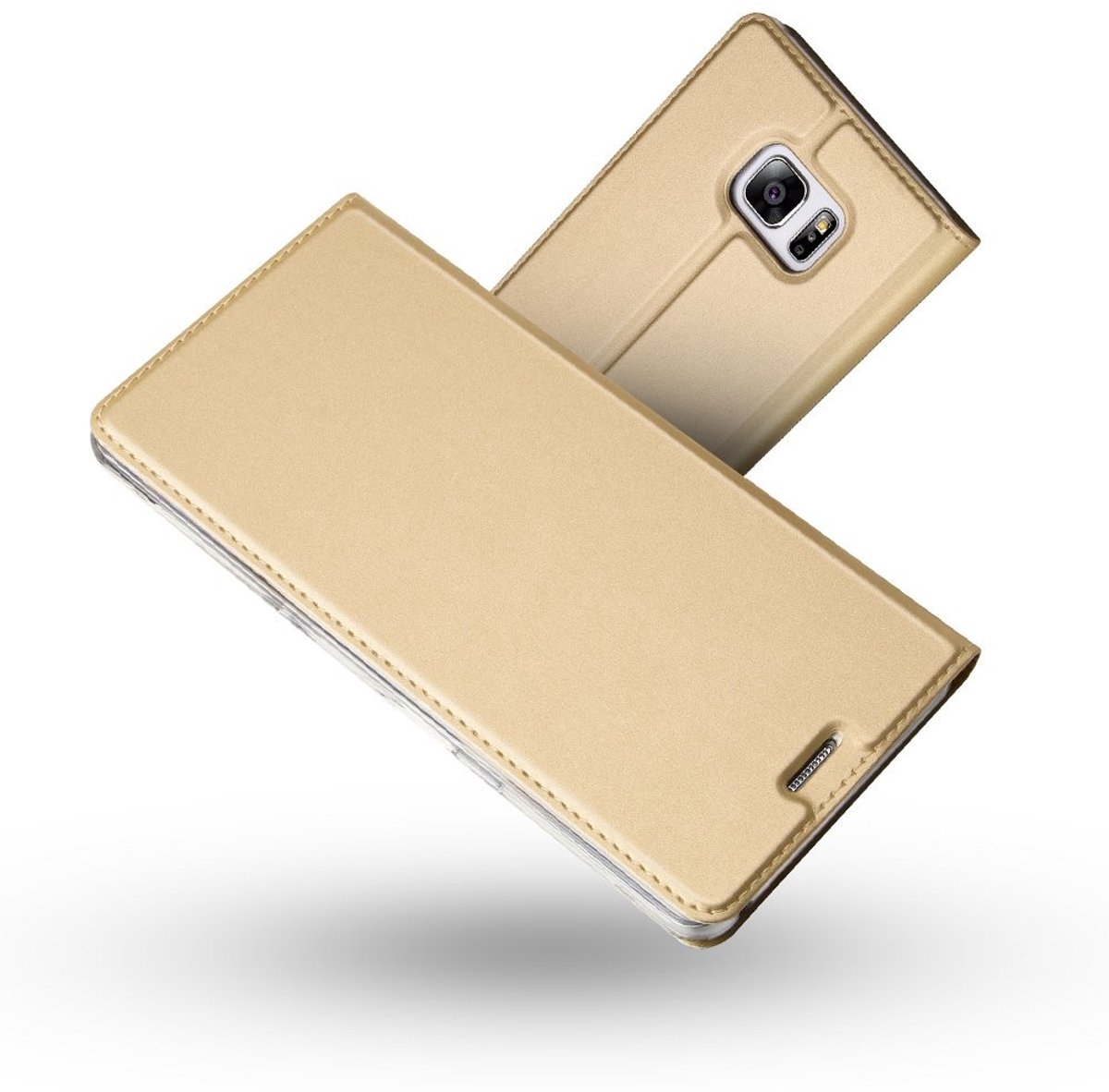 Solidchoice - Gouden Premium PU Lederen Stand Case voor Samsung Galaxy S7 - Elegant en Functioneel