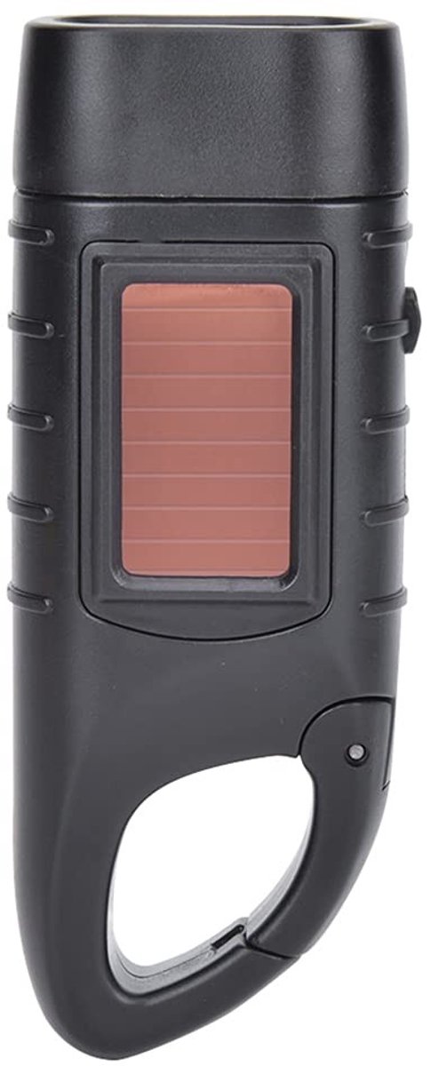 Solidchoice - Noodzaklamp - Draagbare Zonne-energie Zaklamp - Handmatige Dynamo - Zwart - LED Noodlamp - Geschikt voor Outdoor Camping - Compacte Zaklamp