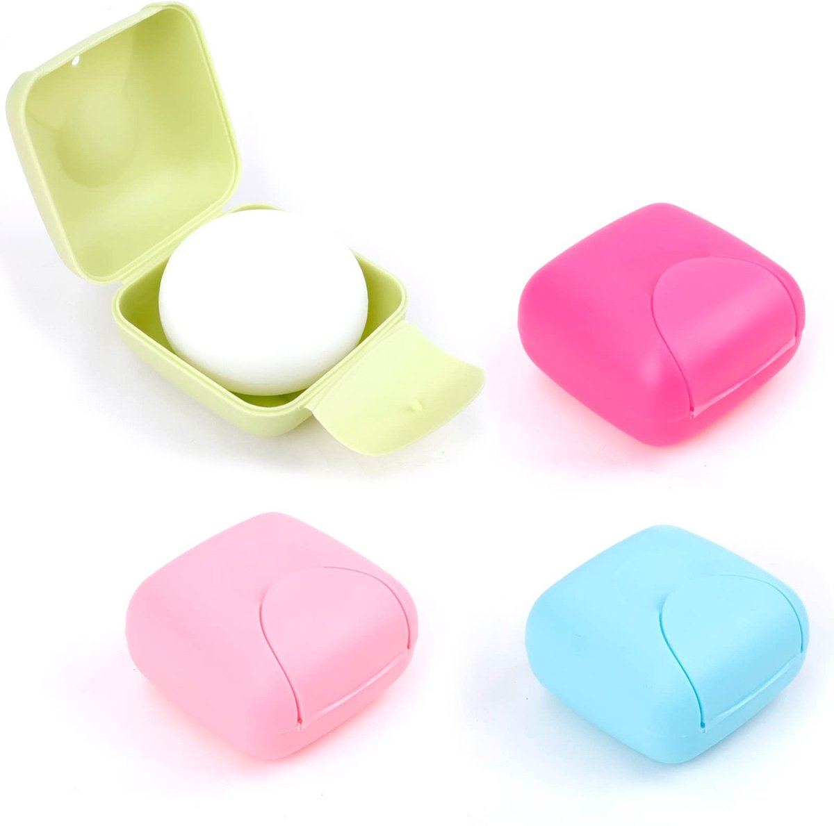 Solidchoice - Set van 4 Draagbare Snoepkleurige Zeepcontainers voor Thuis en Reizen