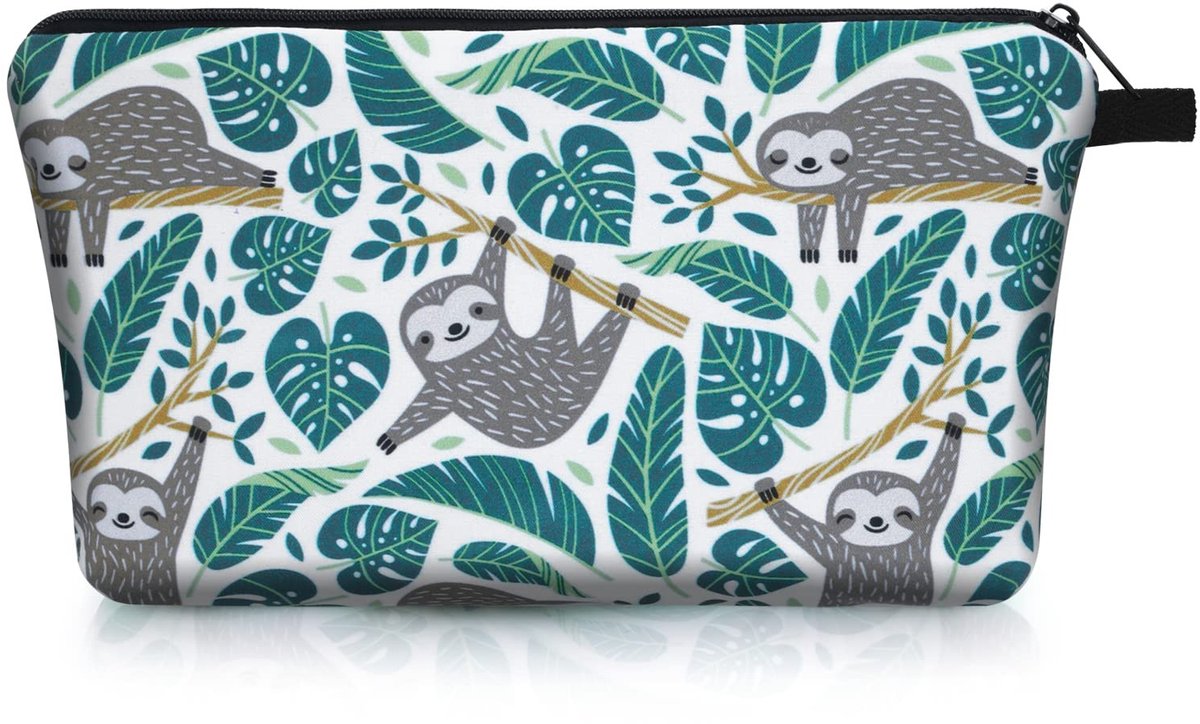 Solidchoice - Kleine Cosmetische Tas met Zonnebloem Motief (Zwart)