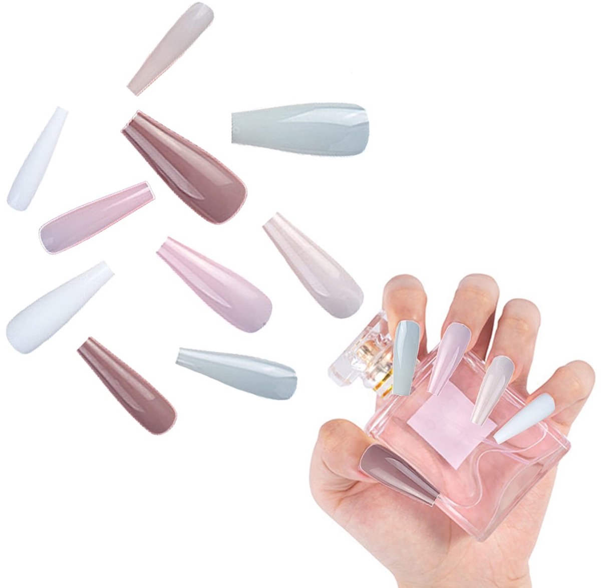 Solidchoice - Set van 100 Matte Kunstnagels voor Professionele Nagelkunst