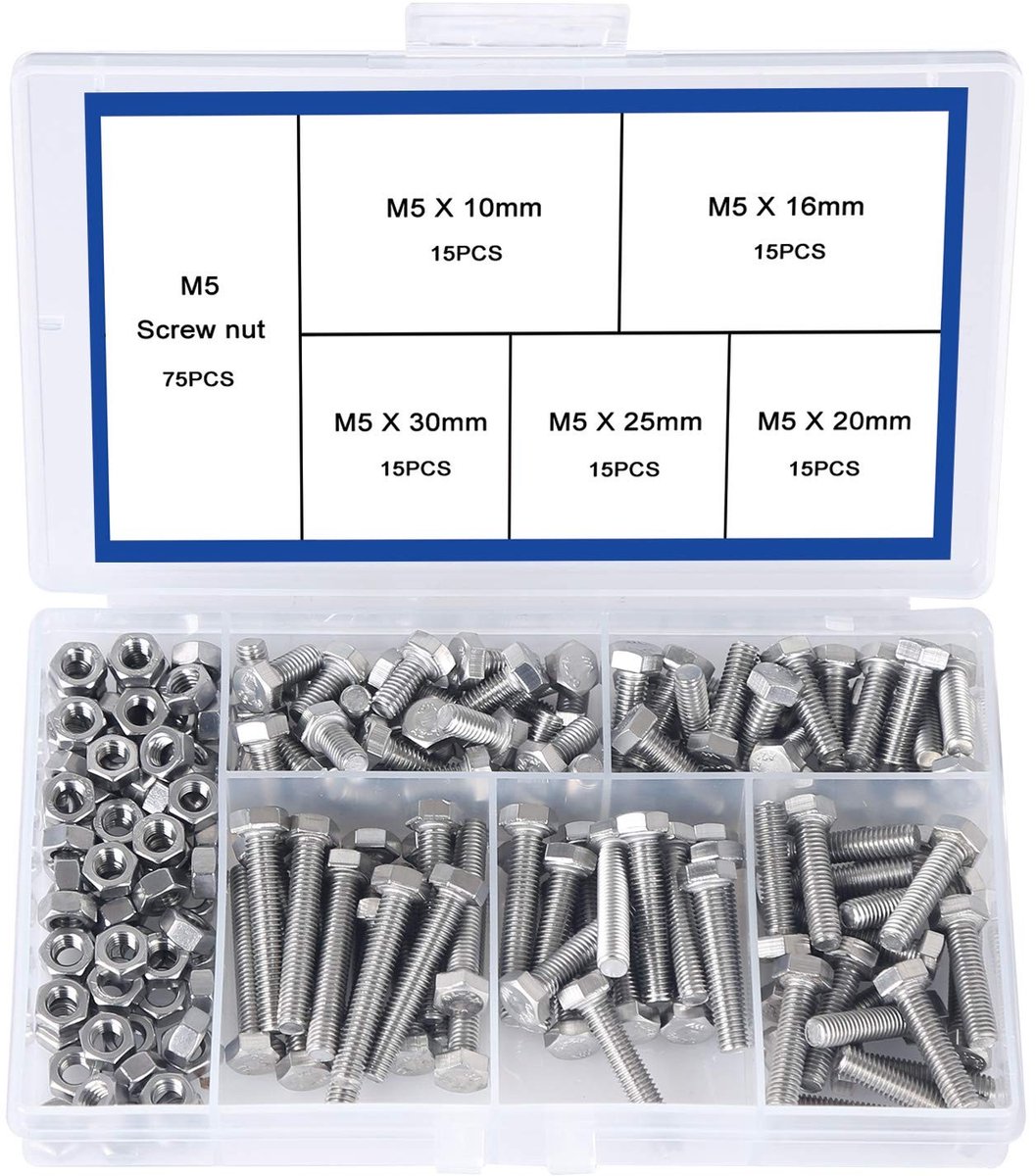 Solidchoice - M5 304 RVS Hexagon Schroeven Set van 75 Stuks
