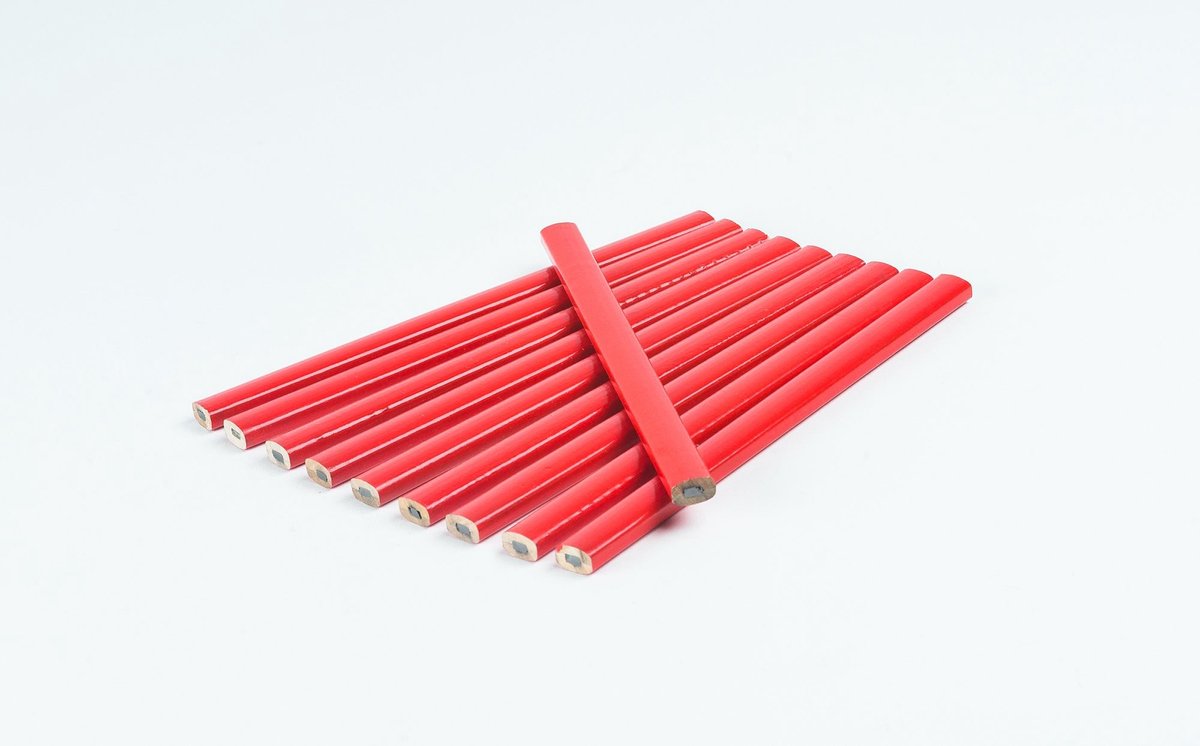 Solidchoice - Timmermanspotloden 10 Stuks Rood Ovaal 175 mm