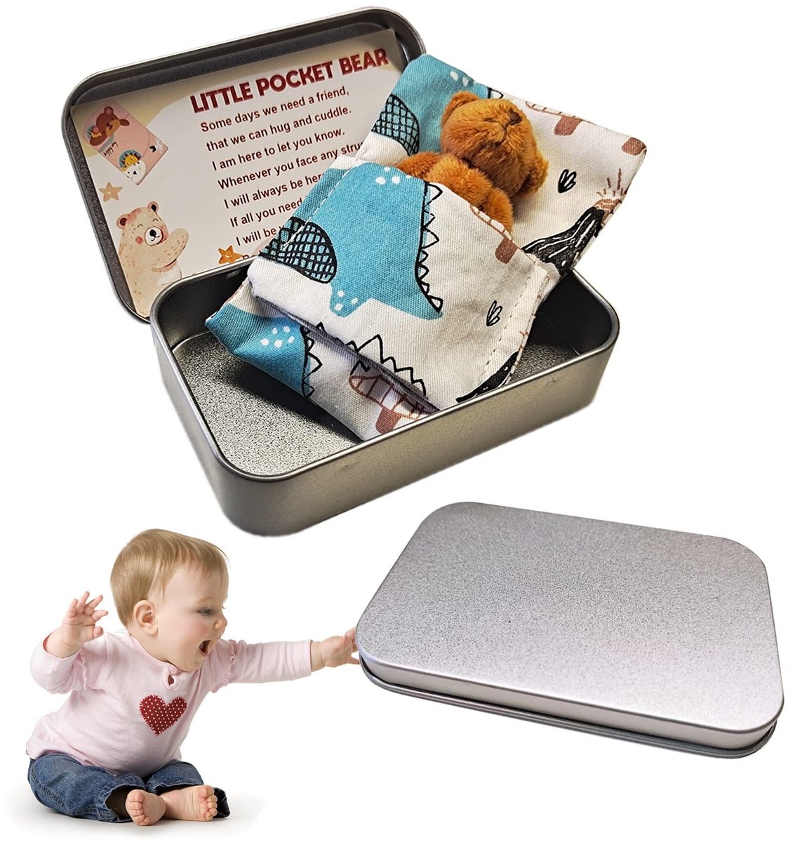 Solidchoice - Mini Beren Pluche Speelgoed in Blikdoos